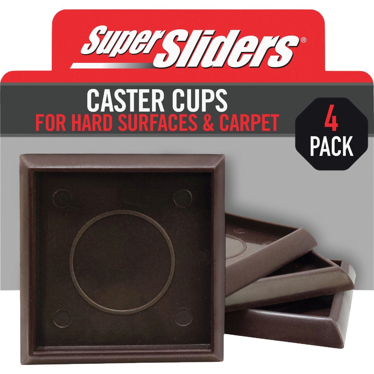 Super Sliders 2 In. Brown Square Furniture Leg Cup (4-Pack)