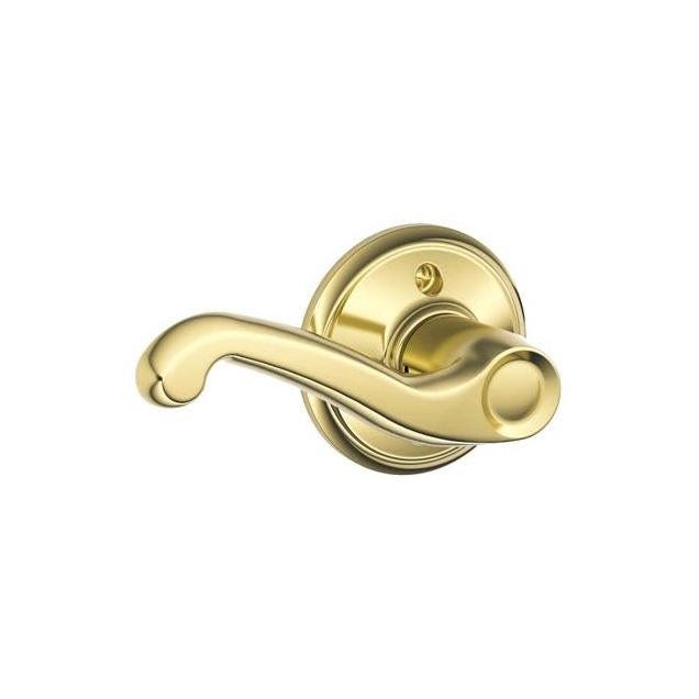Schlage Flair Bright Brass Left-Hand Dummy Lever Lockset