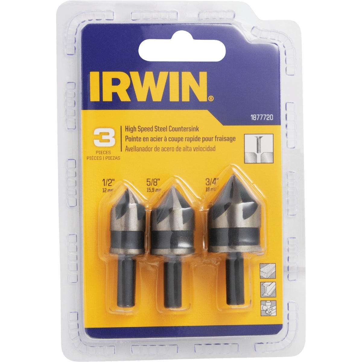 Irwin 3-Piece HSS Black Oxide Metal Countersink Bit Set - photo 2
