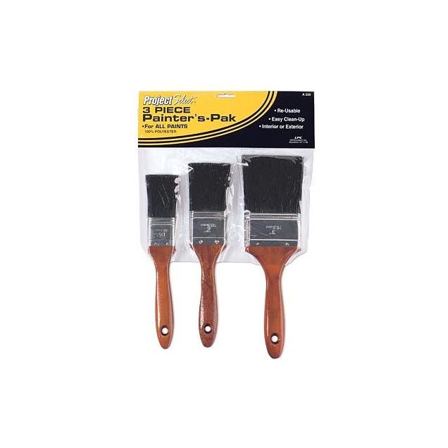 Project Select 3-Piece Polyester Bristle Varnish & Sash Paint Brush Set