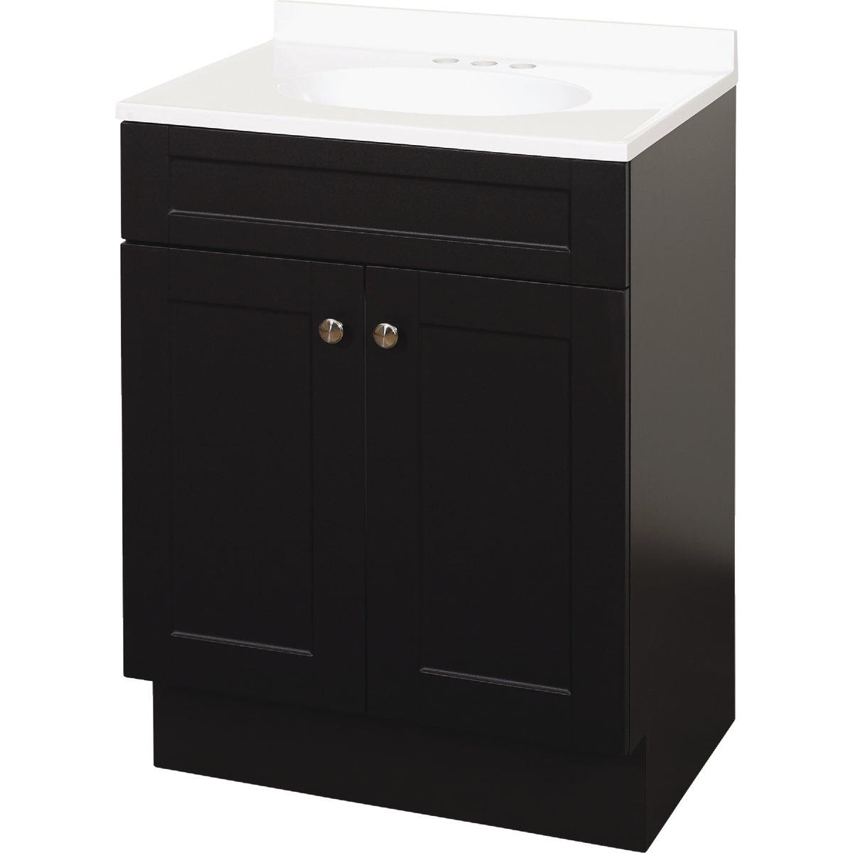 Zenith Zenna Home Espresso 24 In. W x 35 In. H x 18 In. D Shaker Vanity with White Cultured Marble Top