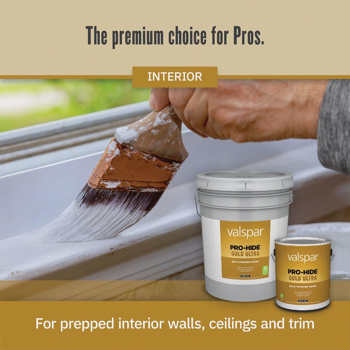 Valspar Pro-Hide Gold Ultra Zero VOC Latex Eggshell Interior Wall Paint, Super One-Coat White, 5 Gal. - photo 3