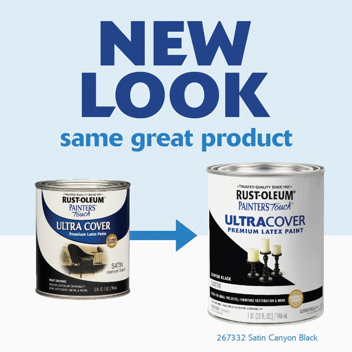 Rust-Oleum Painter's Touch 2X Ultra Cover Premium Latex Paint, Satin Canyon Black, 1 Qt. - photo 3