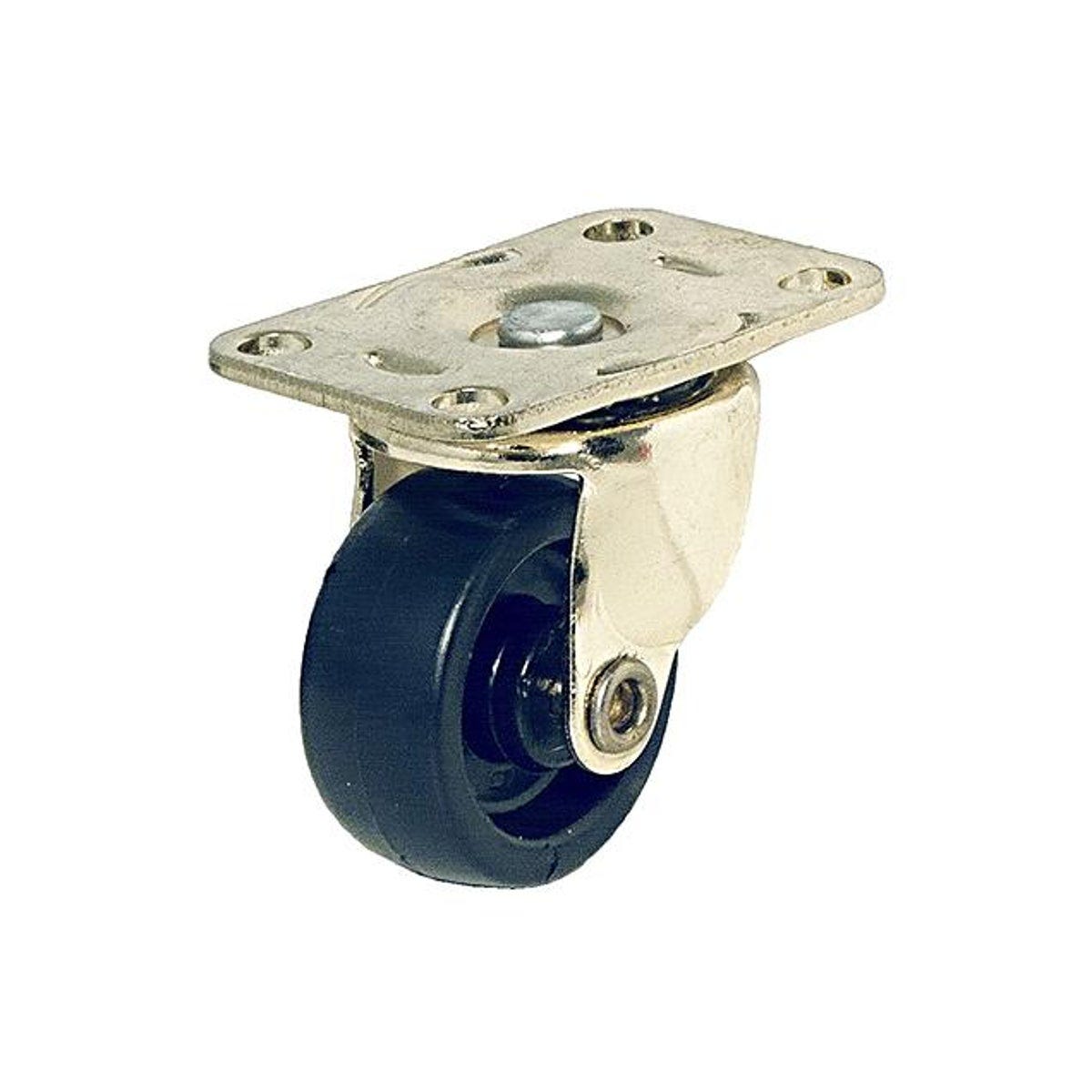 TruGuard 1-1/4 In. Brass Finish Plate Black Plastic Wheel Caster (2-Pack)