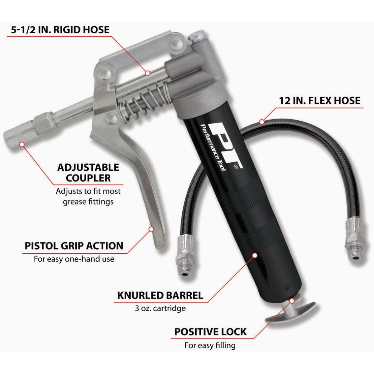 Performance Tool Mini Pistol Grip Grease Gun with Flex Hose - photo 4 Performance Tool Mini Pistol Grip Grease Gun with Flex Hose - photo 4