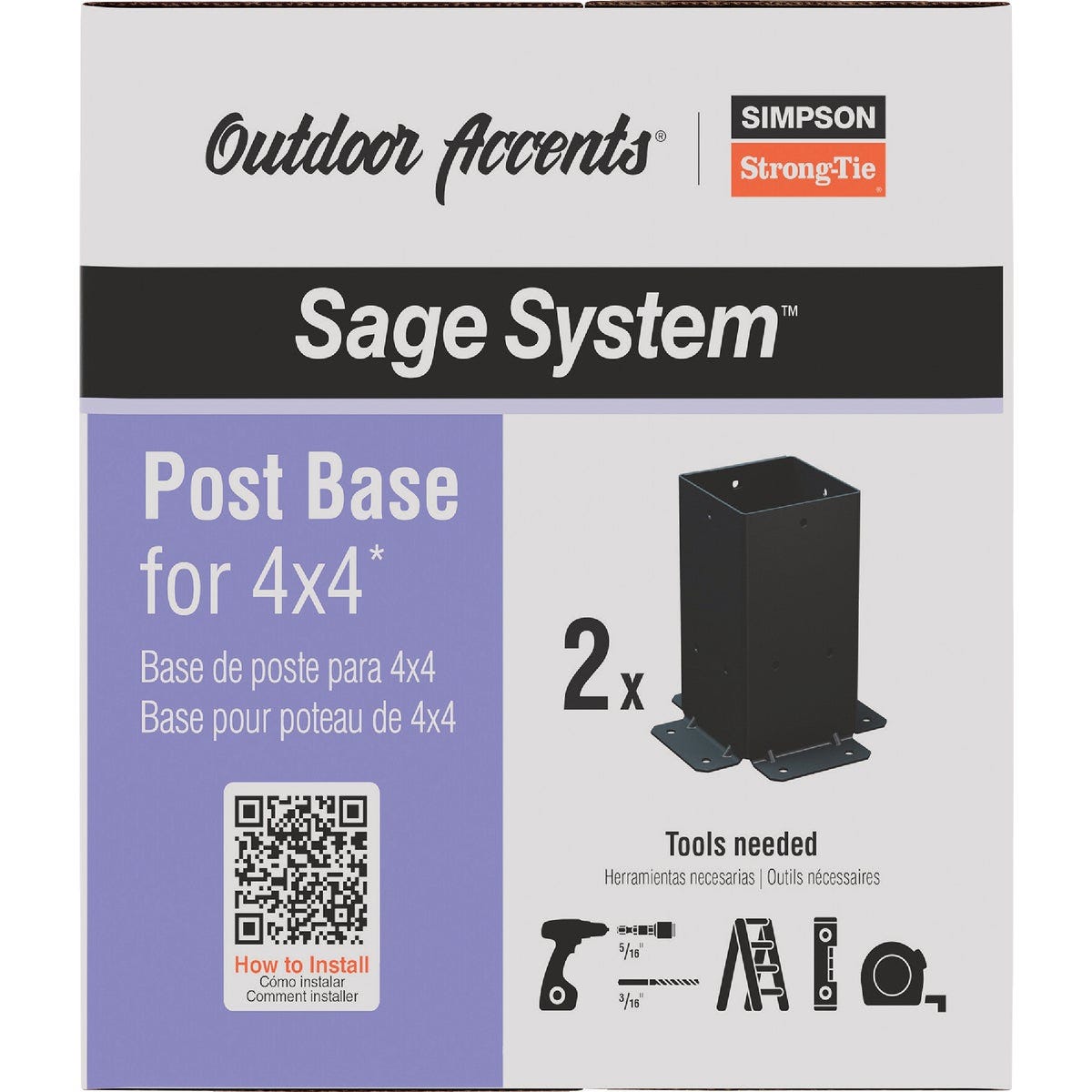 Simpson Strong-Tie Outdoor Accents Sage System Black Powder-Coated Post Base for 4x4 with Screws (2-Pack) - photo 2 Simpson Strong-Tie Outdoor Accents Sage System Black Powder-Coated Post Base for 4x4 with Screws (2-Pack) - photo 2