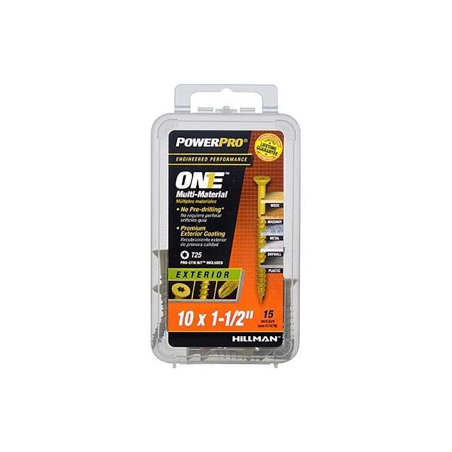 Hillman Power Pro One Exterior Screws, Flat Head, Bronze Epoxy Coated, #10 x 1.5 In. (15-Pack) Hillman Power Pro One Exterior Screws, Flat Head, Bronze Epoxy Coated, #10 x 1.5 In. (15-Pack)