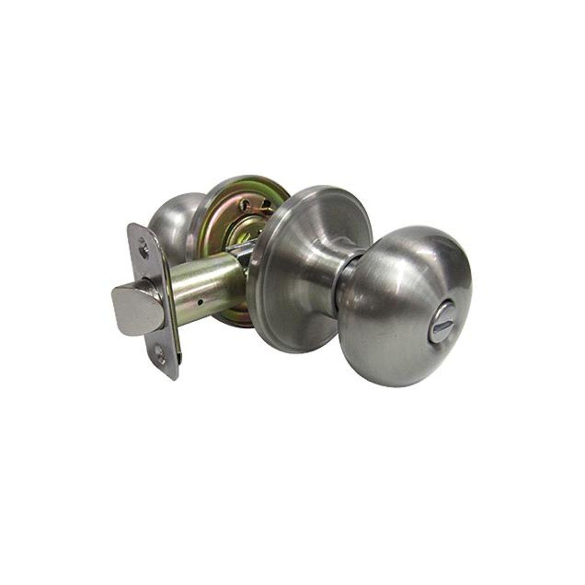 TruGuard Satin Nickel Mushroom Privacy Knob Lockset