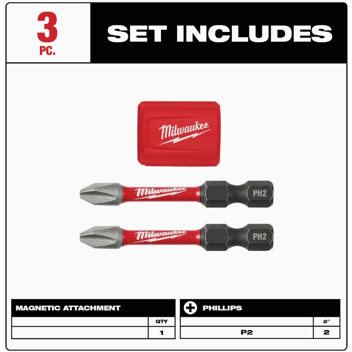 Milwaukee SHOCKWAVE Impact Duty Magnetizer Attachment with (2) PH2 Bits - photo 4