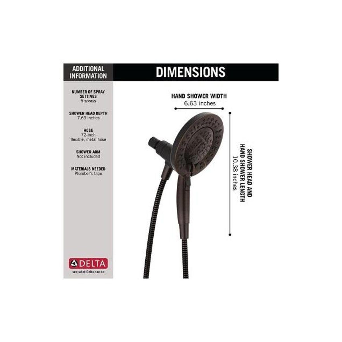 Delta In2ition Venetian Bronze 5-Spray 2-In-1 Shower Head - photo 4 Delta In2ition Venetian Bronze 5-Spray 2-In-1 Shower Head - photo 4