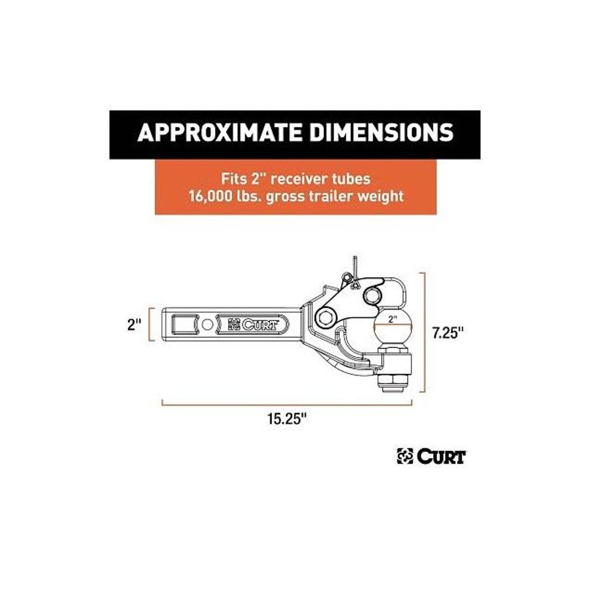 CURT Pintle Hitch + 2 In. Trailer Ball, 16,000 Lb. Load - photo 2