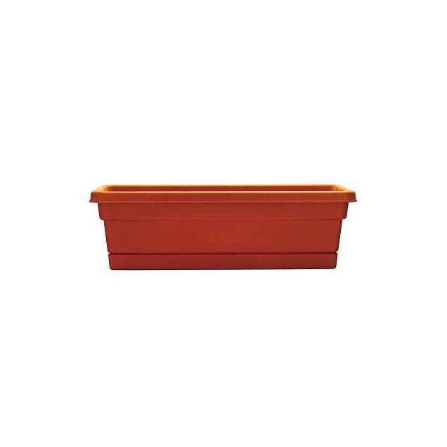 Southern Patio 24 In. Terra Cotta Plastic Window Box Planter with Tray