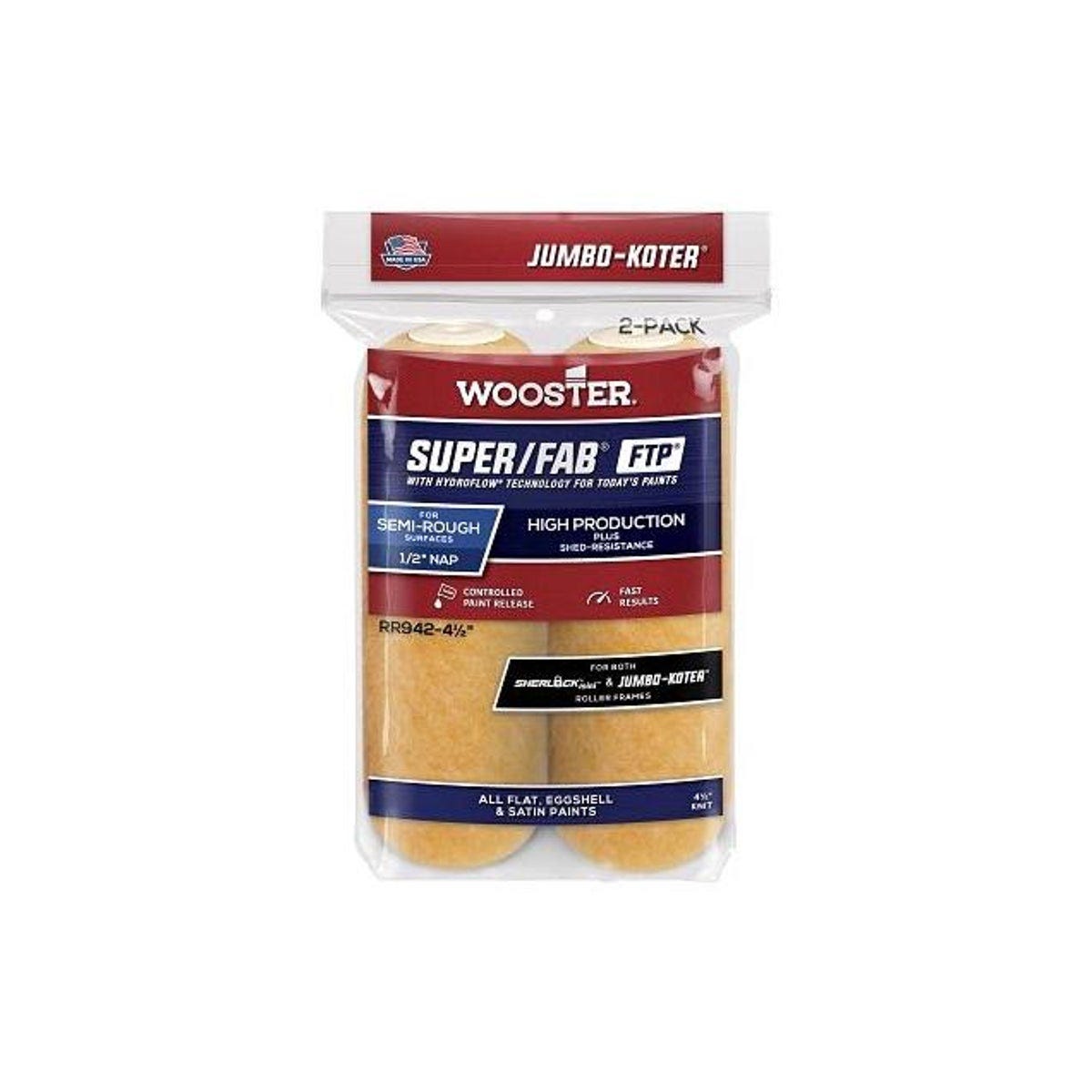 Wooster Jumbo-Koter 2-Pack 4-1/2 In. x 1/2 In. Super Fab Mini Paint Roller Covers Wooster Jumbo-Koter 2-Pack 4-1/2 In. x 1/2 In. Super Fab Mini Paint Roller Covers
