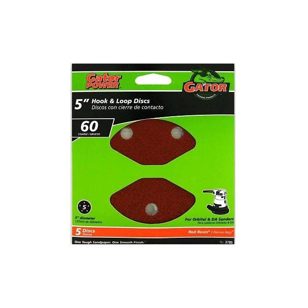 Gator 5 In. 60-Grit Aluminum Oxide Sanding Discs (5-Pack)