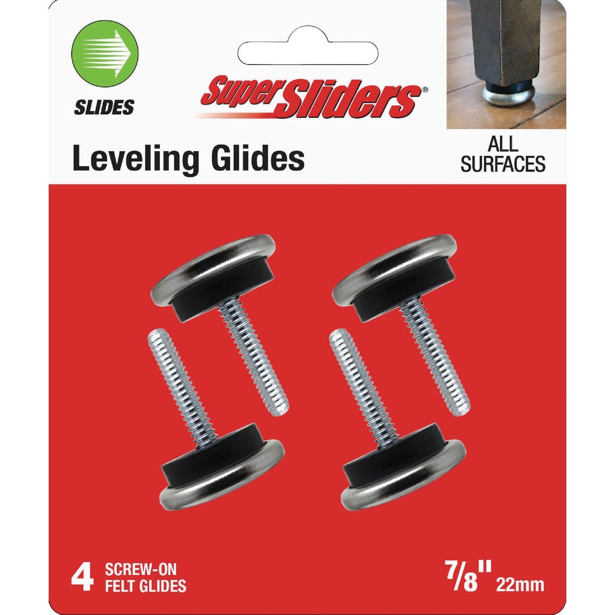Super Sliders 7/8 In. White Round Screw-On Plastic Furniture Glides (4 ...