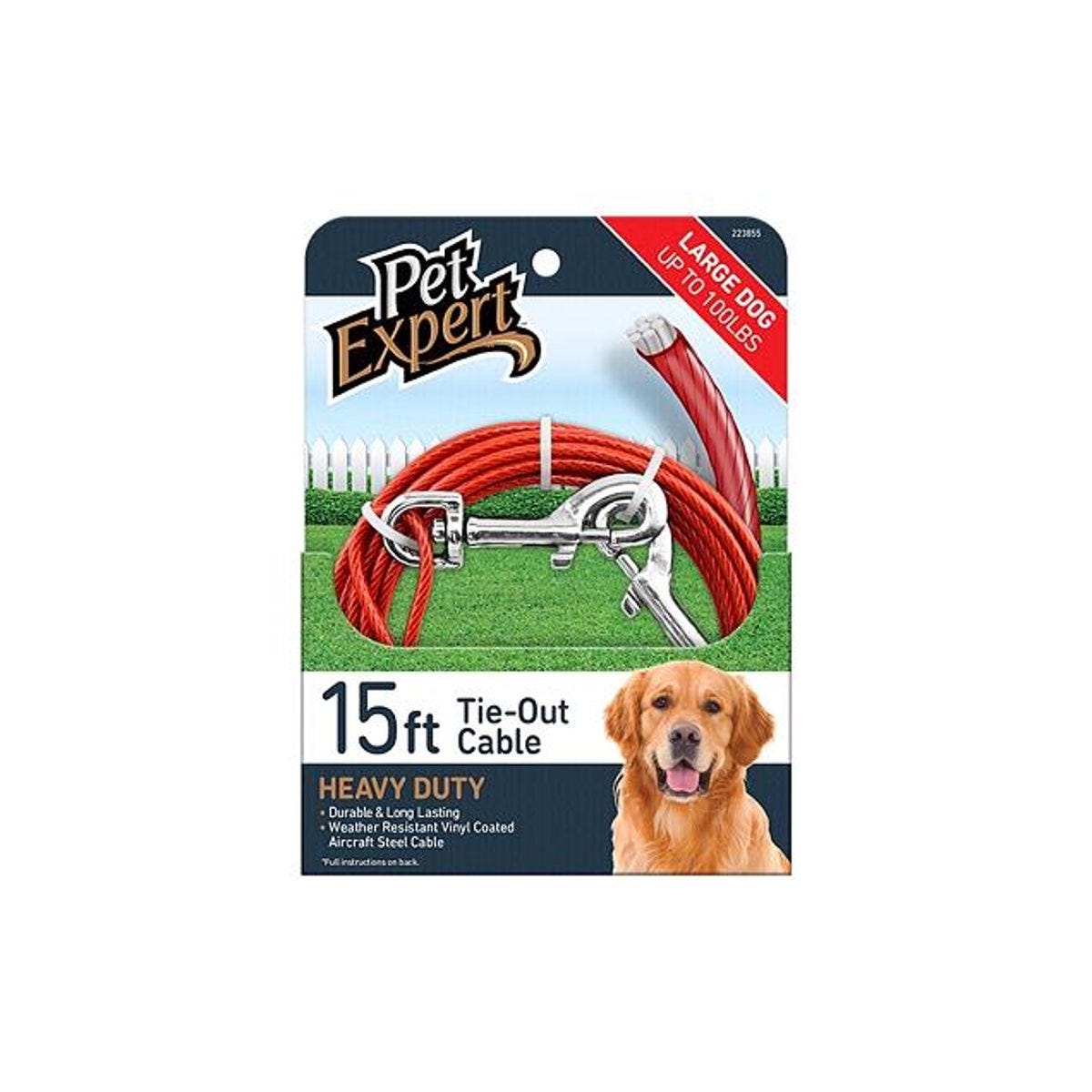 Pet Expert 15 Ft. Heavy Weight Steel Aircraft Cable Dog Tie Out
