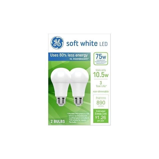 GE 10.5W Soft White A19 Medium Base LED Light Bulb (2-Pack) GE 10.5W Soft White A19 Medium Base LED Light Bulb (2-Pack)