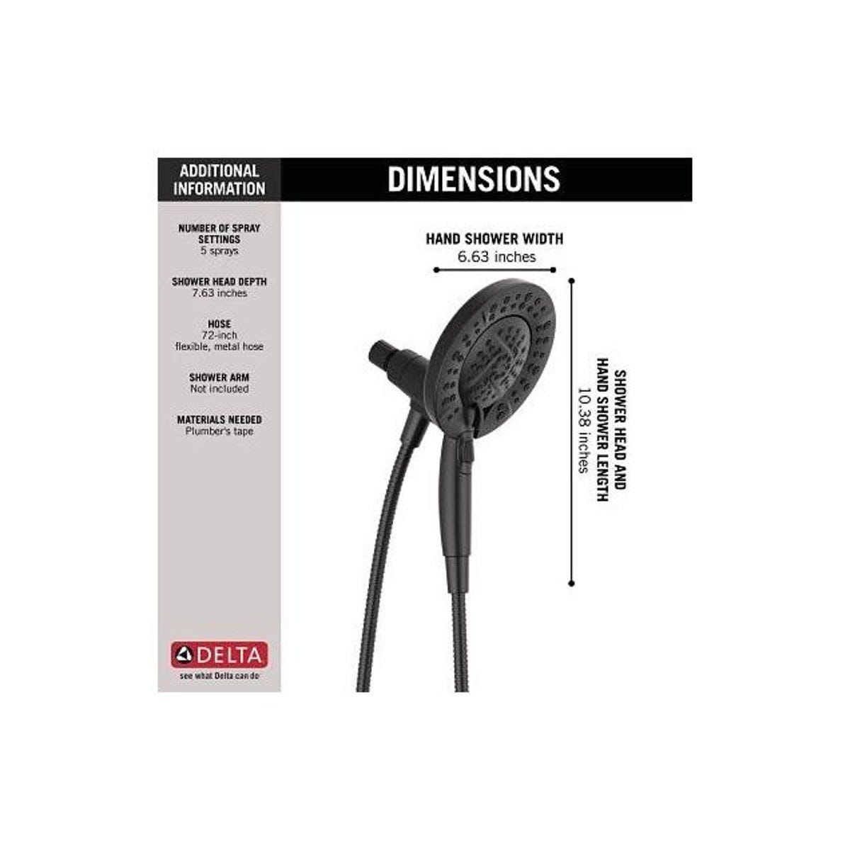 Delta In2ition Matte Black 5-Spray 2-In-1 Shower Head - photo 2