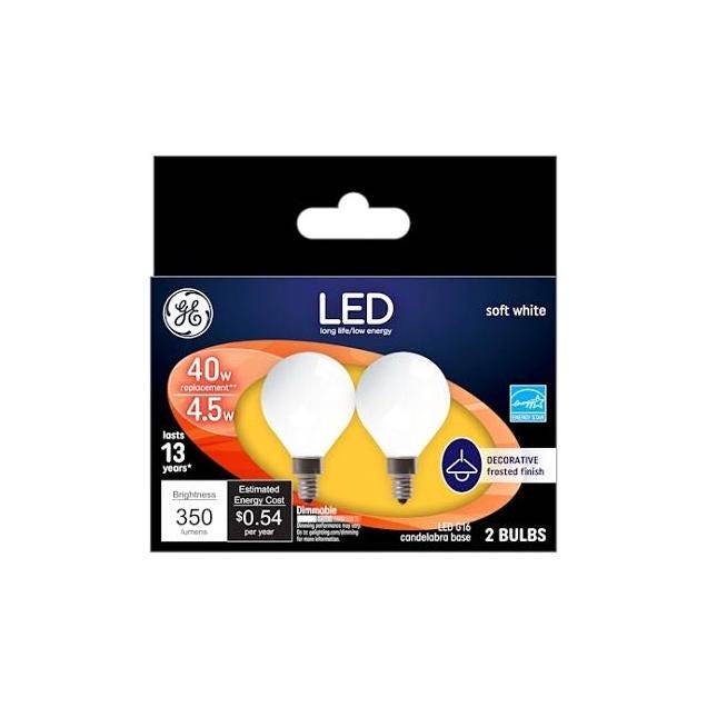 GE 2-Pack 4.5W 350 Lumens Soft White Decorative LED Light Bulbs GE 2-Pack 4.5W 350 Lumens Soft White Decorative LED Light Bulbs
