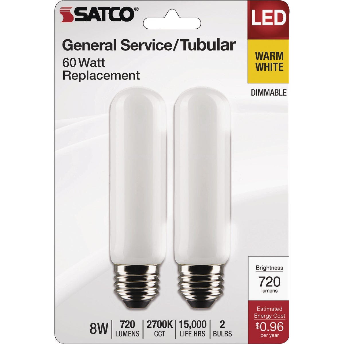 Satco 60W Equivalent T10 Medium Base 2700K Frosted LED Bulb (2-Pack) - photo 2