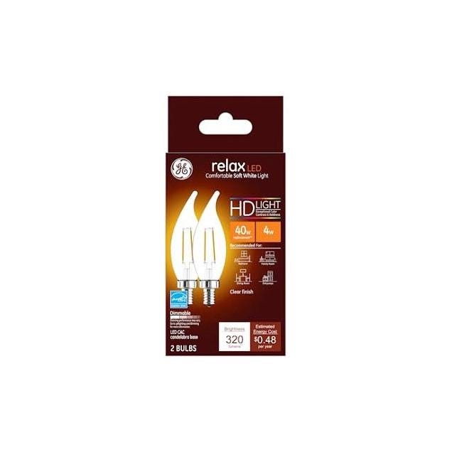 GE 2-Pack 4W 300 Lumens Soft White Relax HD Decorative LED Light Bulbs