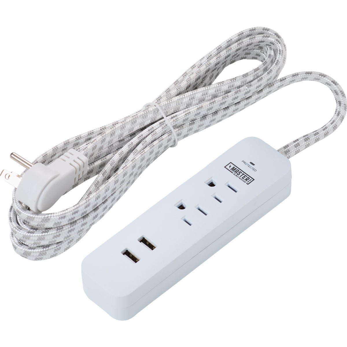 Do it Best 2-Outlet/2-USB 450J White Surge Protector with 9 Ft. Braided Cord & Right Angle Plug - photo 2