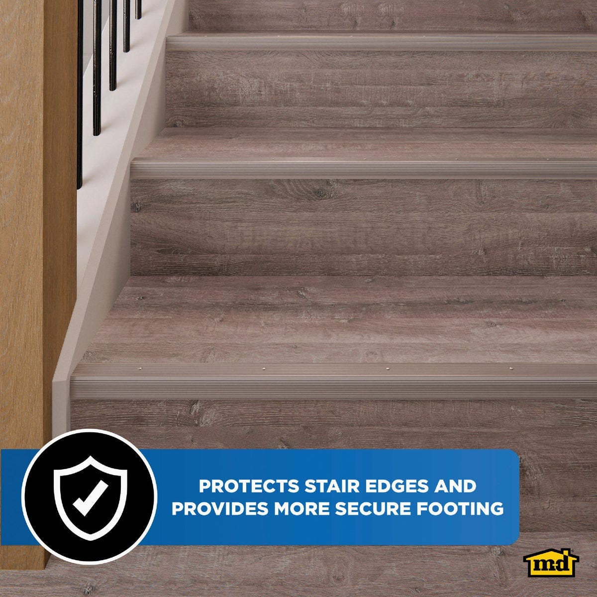 M-D Building Products 1-1/8 In. X 1-1/8 In. X 36 In. Pewter Aluminum Stair Edging with Screw Nails - photo 4 M-D Building Products 1-1/8 In. X 1-1/8 In. X 36 In. Pewter Aluminum Stair Edging with Screw Nails - photo 4