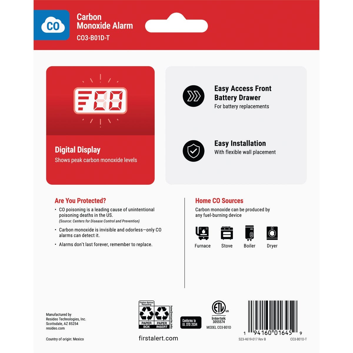 First Alert CO410 Battery Operated Electrochemical Digital Display Carbon Monoxide Alarm - photo 2 First Alert CO410 Battery Operated Electrochemical Digital Display Carbon Monoxide Alarm - photo 2
