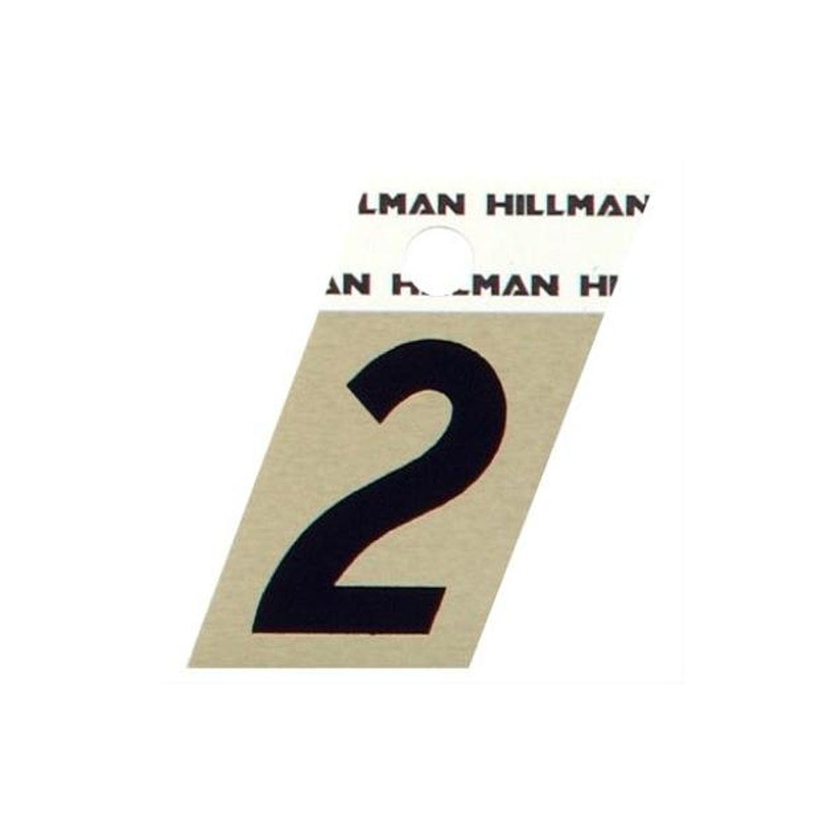 Hillman 1-1/2 In. Aluminum Black & Gold Adhesive Angle-Cut Number, 2 Hillman 1-1/2 In. Aluminum Black & Gold Adhesive Angle-Cut Number, 2