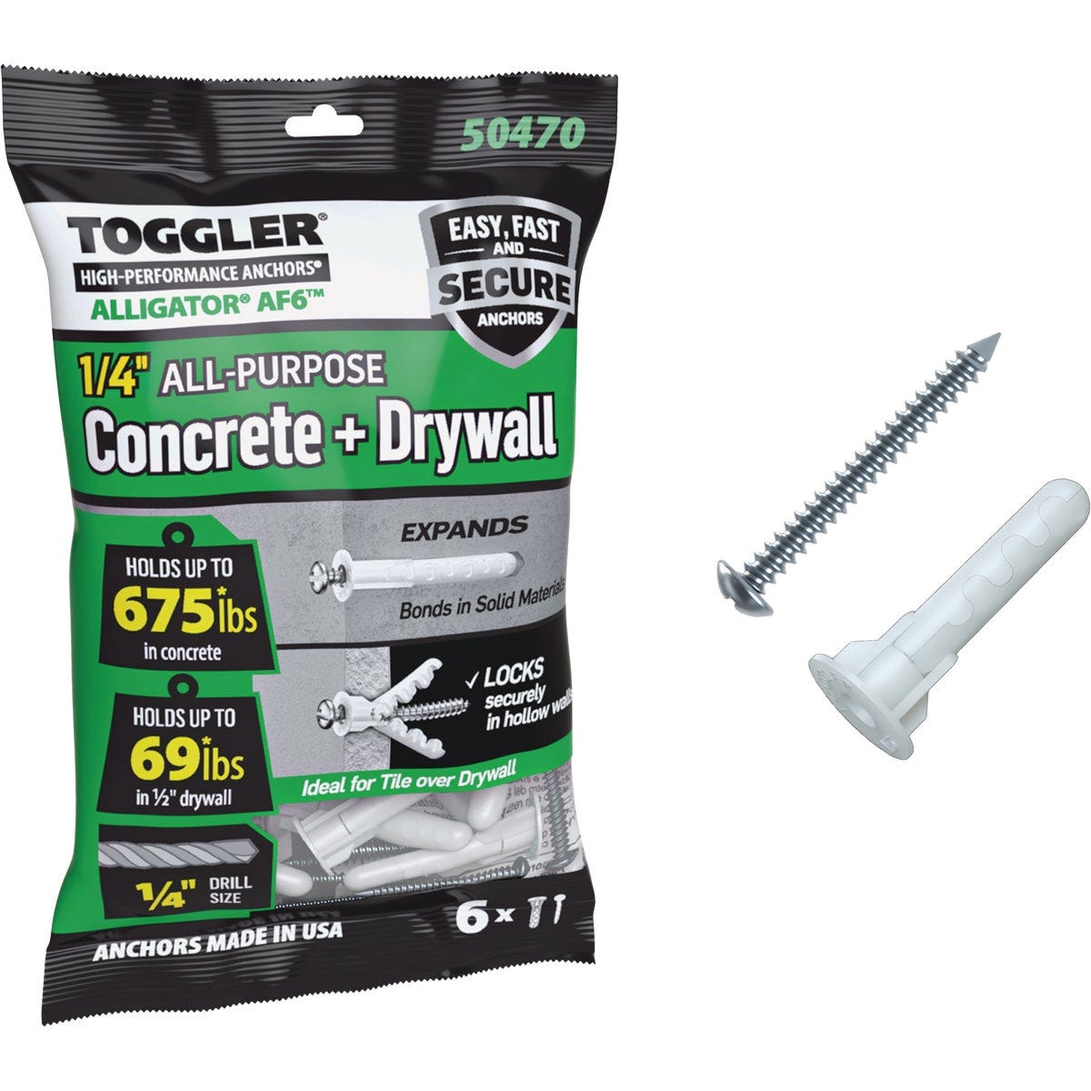 Toggler Alligator #10 x 1-1/2 In. Concrete & Drywall Anchors (6-Count) Toggler Alligator #10 x 1-1/2 In. Concrete & Drywall Anchors (6-Count)