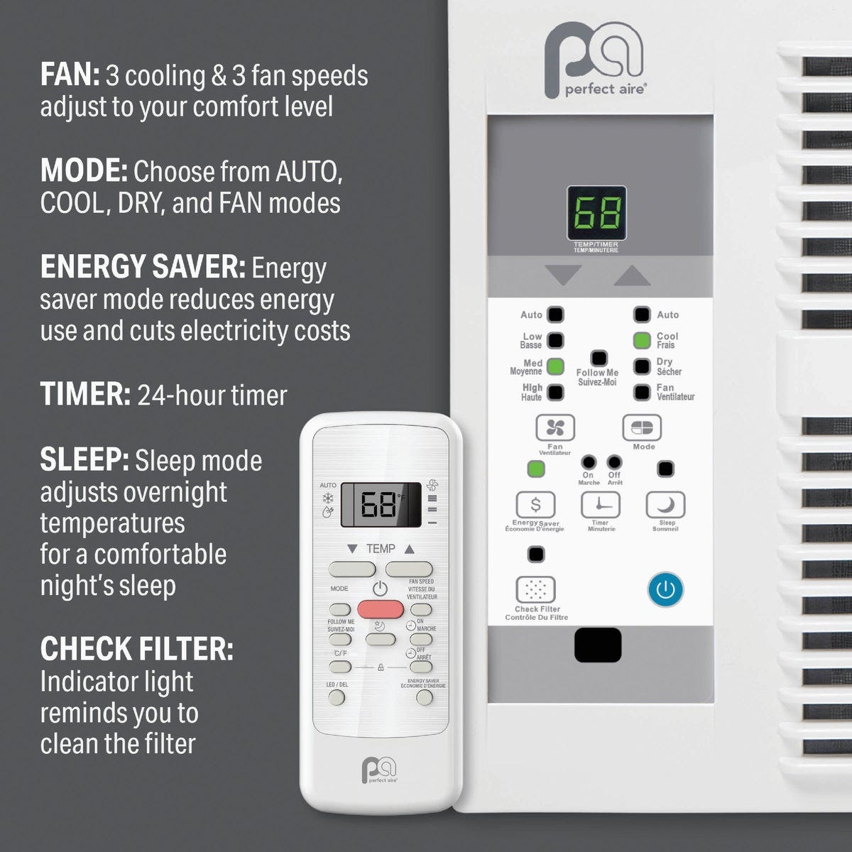 Perfect Aire 10,000 BTU 450 Sq. Ft. Window Air Conditioner with Remote Control - photo 4