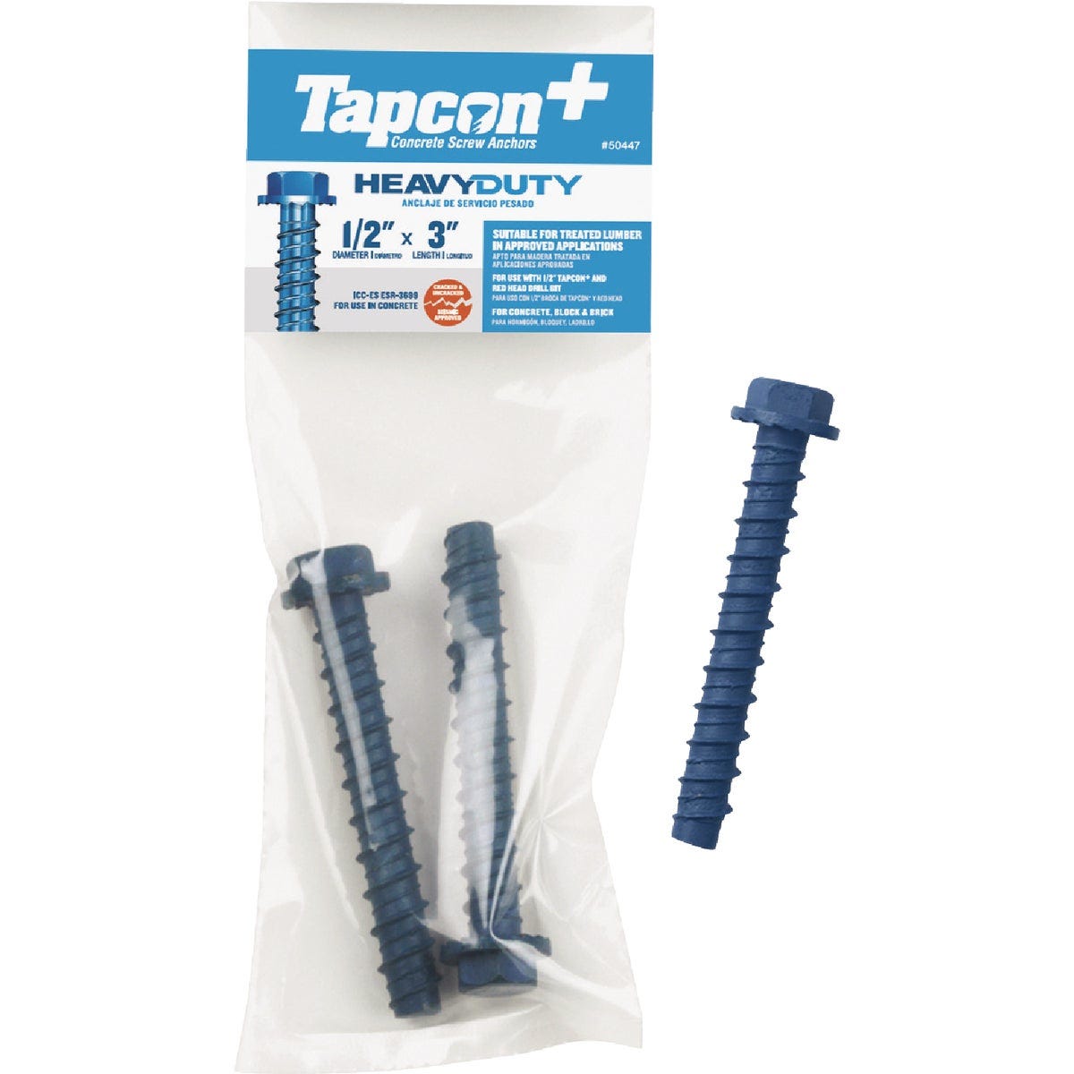 Tapcon 1/2 In. x 3 In. Hex Washer Concrete Screw Anchor (2-Count)