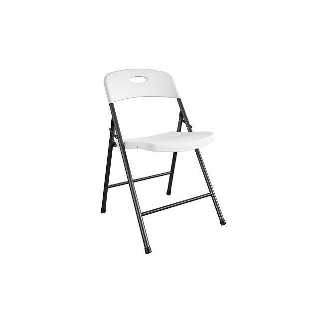 COSCO Folding Chair, Black Steel Frame. White Resin Seat & Back COSCO Folding Chair, Black Steel Frame. White Resin Seat & Back