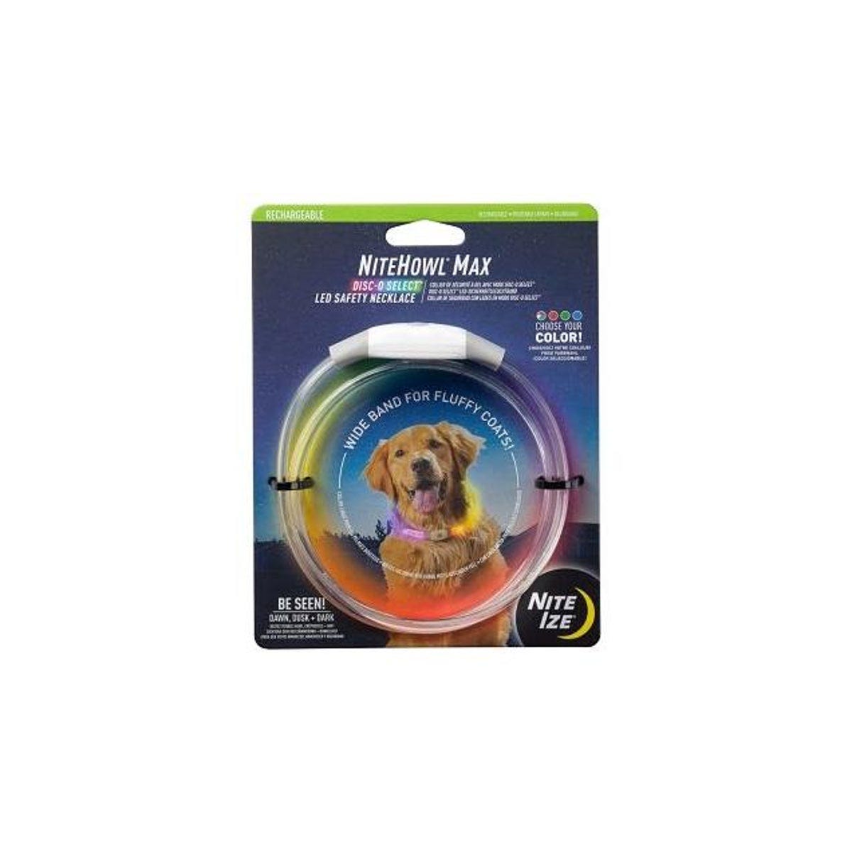 Nite Ize NiteHowl Disc-O Select Colors Max Rechargeable LED Safety Lighted Necklace