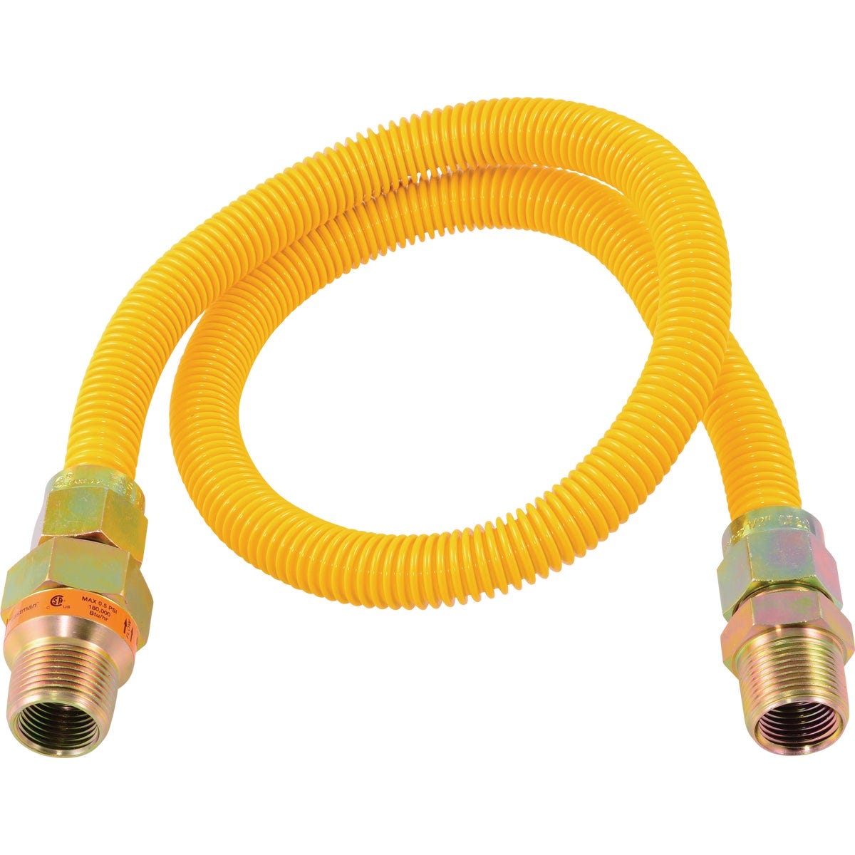 Eastman 5/8 In. OD x 36 In. 3/4 In. MIP (Tapped 1/2 In. FIP) x 3/4 MIP In. (Tapped 1/2 In. FIP) Coated Stainless Steel Gas Connector with ArmorBoost Excess Flow Valve Eastman 5/8 In. OD x 36 In. 3/4 In. MIP (Tapped 1/2 In. FIP) x 3/4 MIP In. (Tapped 1/2 In. FIP) Coated Stainless Steel Gas Connector with ArmorBoost Excess Flow Valve