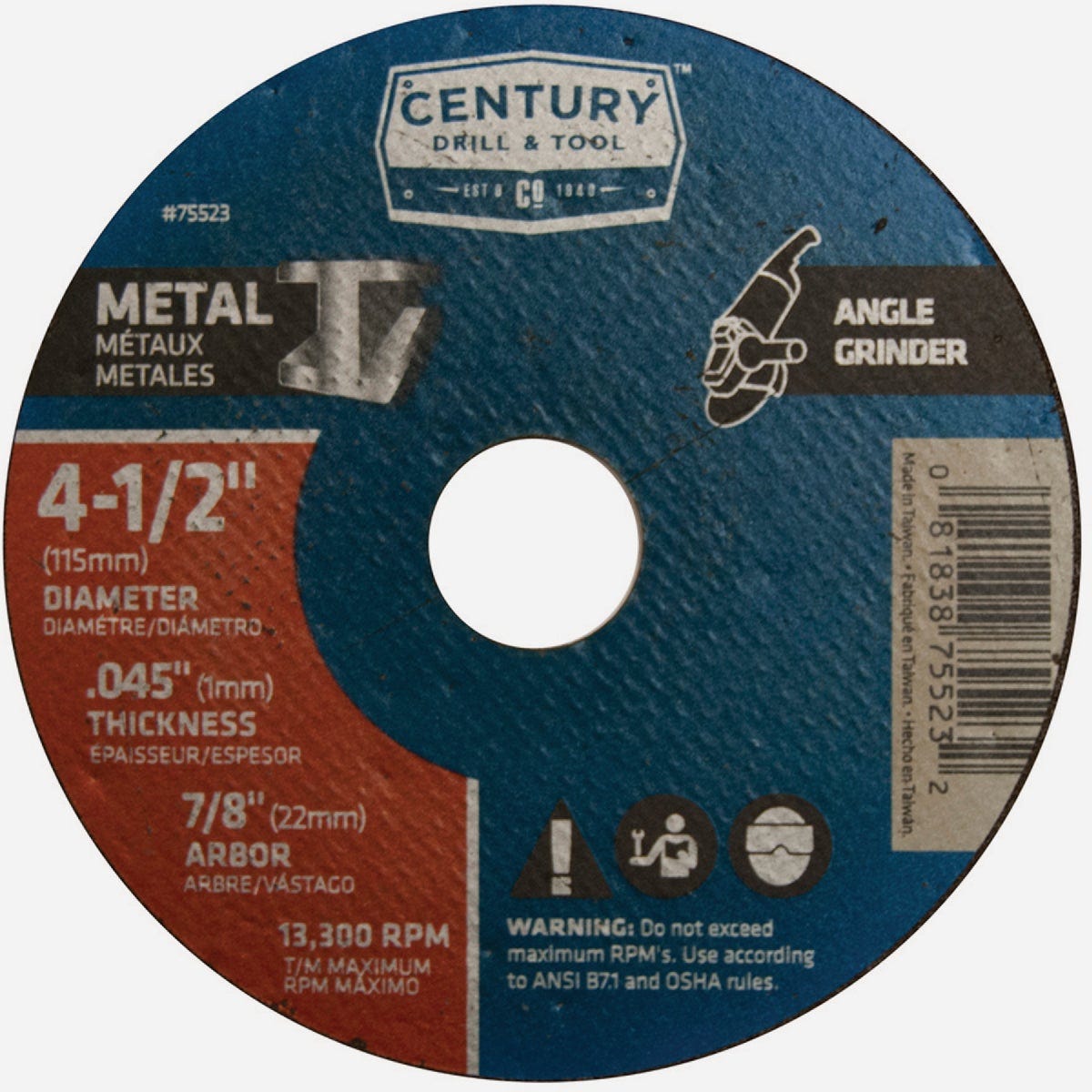 Century Drill & Tool 4-1/2 In. x 0.045 In. Thin Metal Cut-Off Wheel