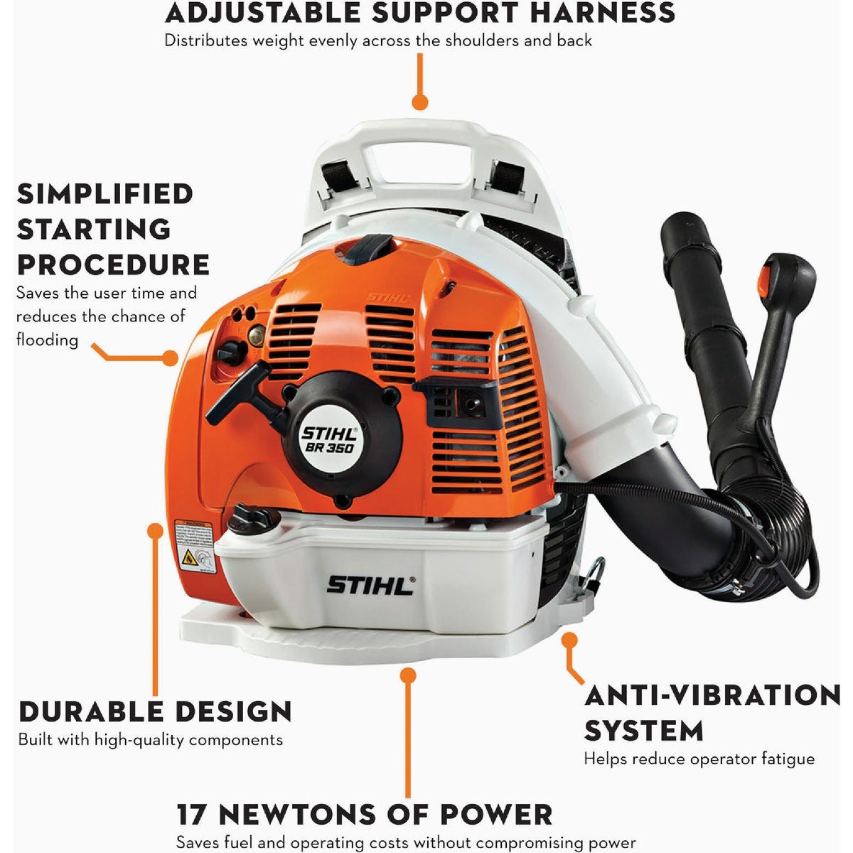 STIHL BR 350 63.3cc Gas Backpack Blower - photo 3