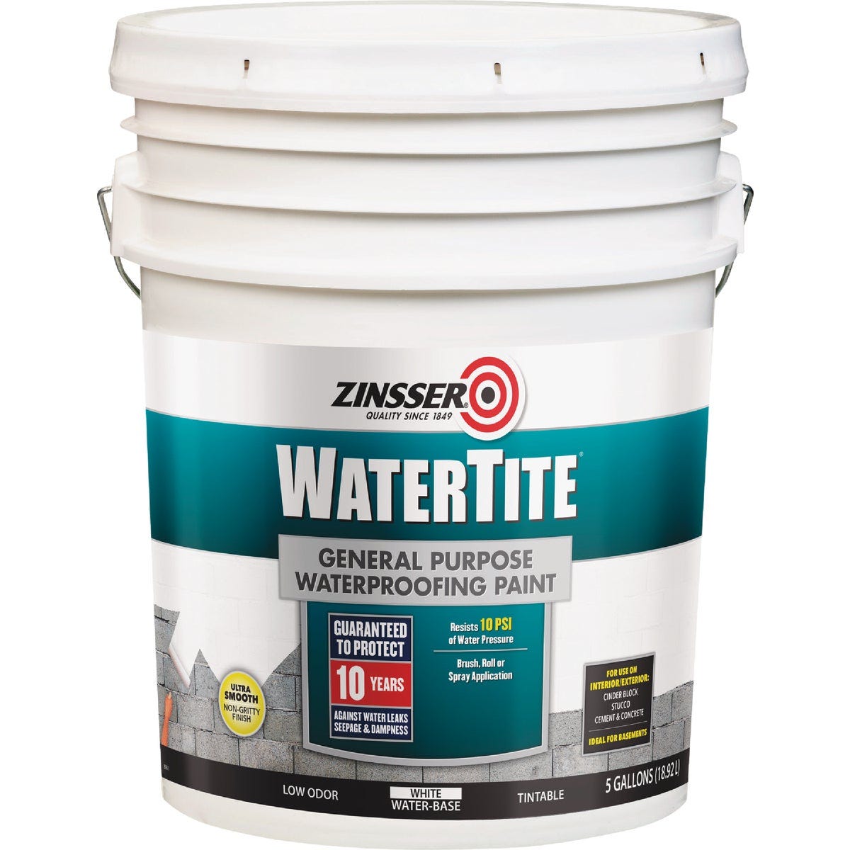 Zinsser WaterTite White General Purpose Waterproofing Paint, 5 Gal. - photo 2 Zinsser WaterTite White General Purpose Waterproofing Paint, 5 Gal. - photo 2