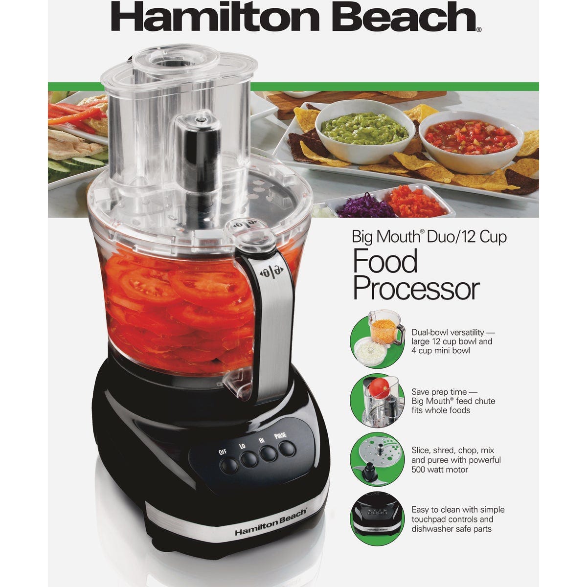 Hamilton Beach Big Mouth 12 Cup Duo Food Processor, Black- - photo 2