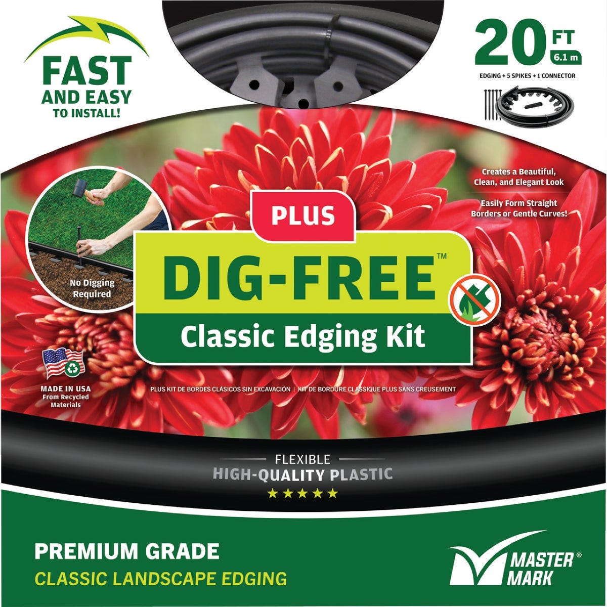 Master Mark Dig-Free Classic 20 Ft. Black Plastic Lawn Edging Kit