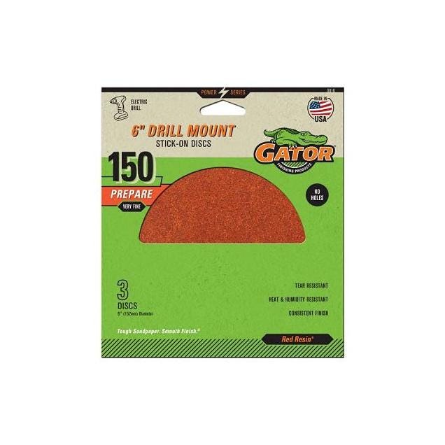 Gator 6 In. 150-Grit Aluminum Oxide Sanding Discs (3-Pack)