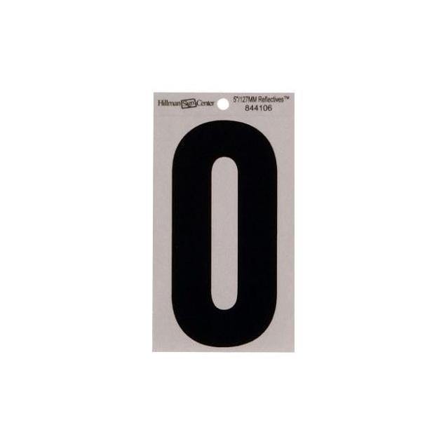 Hillman 5 In. Vinyl Black & Silver Reflective Adhesive Number, 0 Hillman 5 In. Vinyl Black & Silver Reflective Adhesive Number, 0