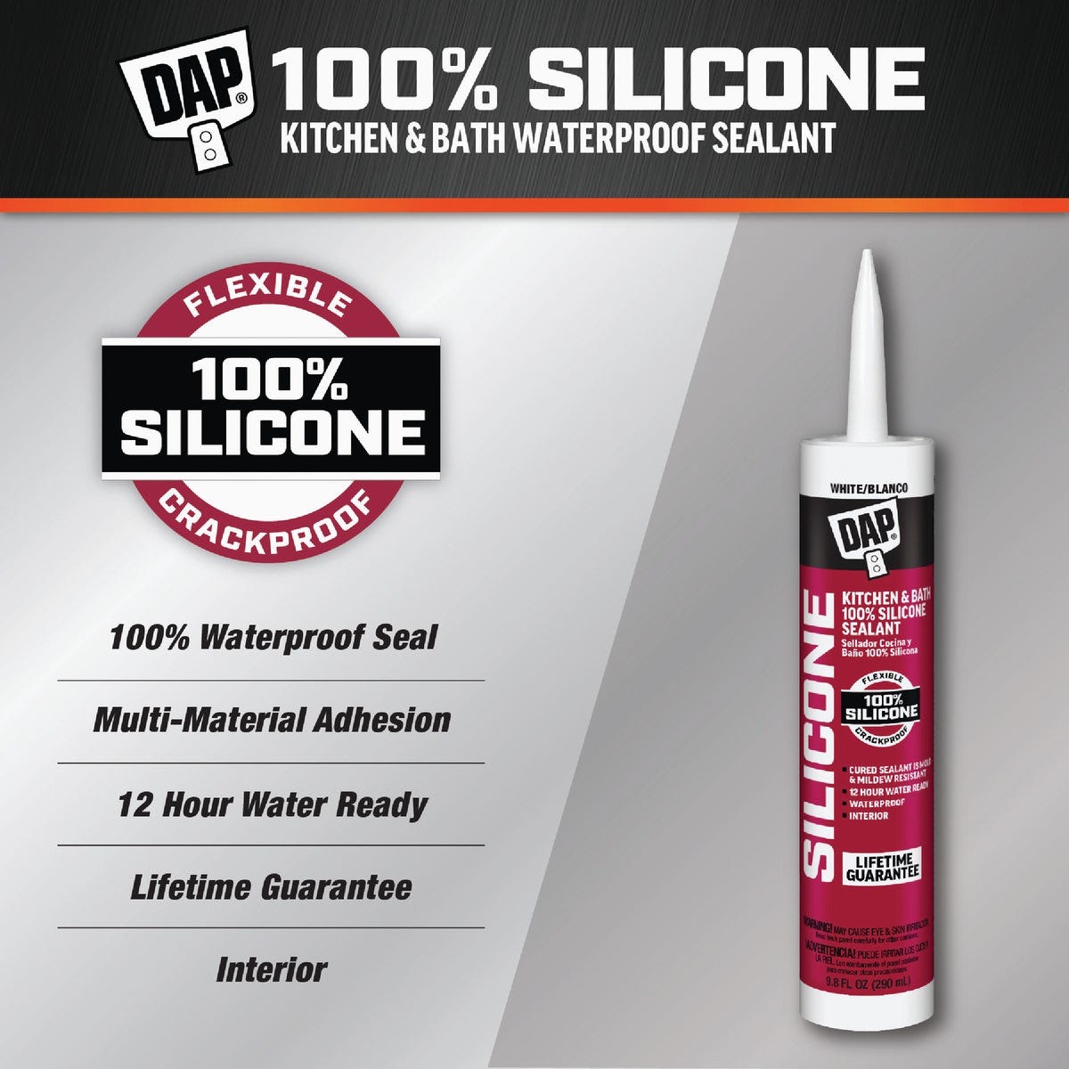 DAP 9.8 Oz. Kitchen And Bath 100% Silicone Sealant, White DAP 9.8 Oz. Kitchen And Bath 100% Silicone Sealant, White