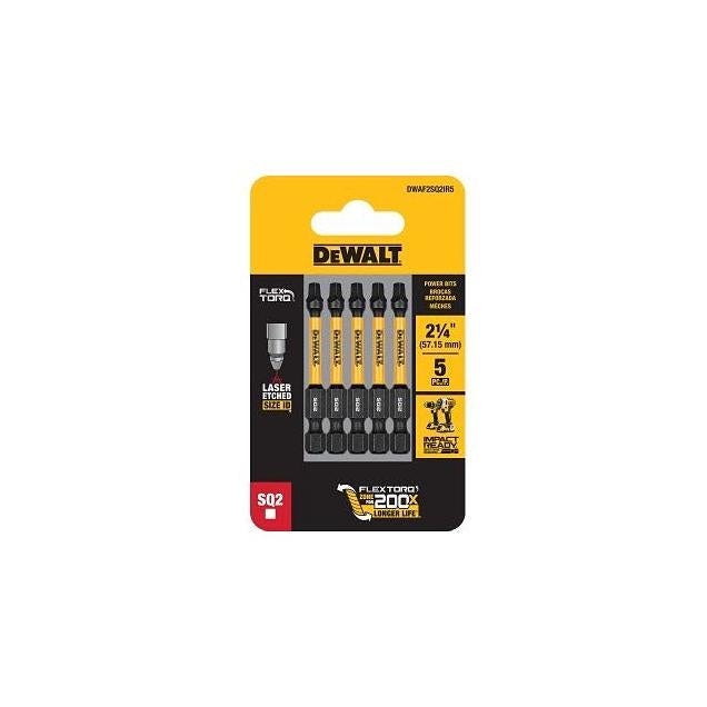DeWalt FlexTorq 2.25 In. #2 Square Impact Screwdriver Bit (5-Pack)