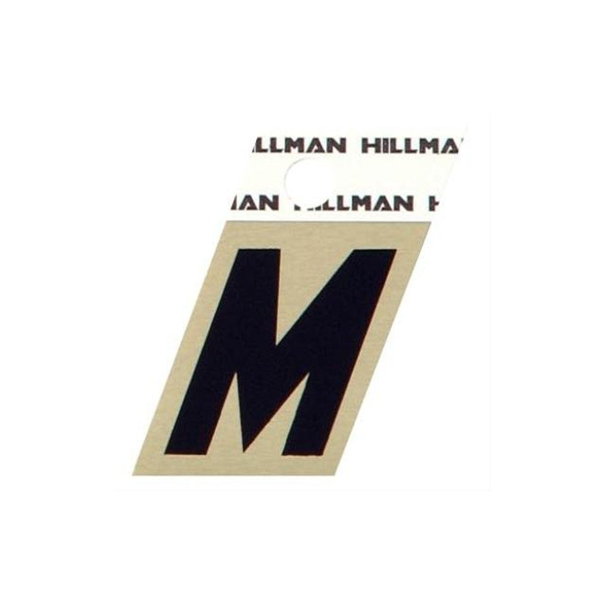 Hillman 1-1/2 In. Aluminum Black & Gold Reflective Adhesive Angle-Cut Letter, M