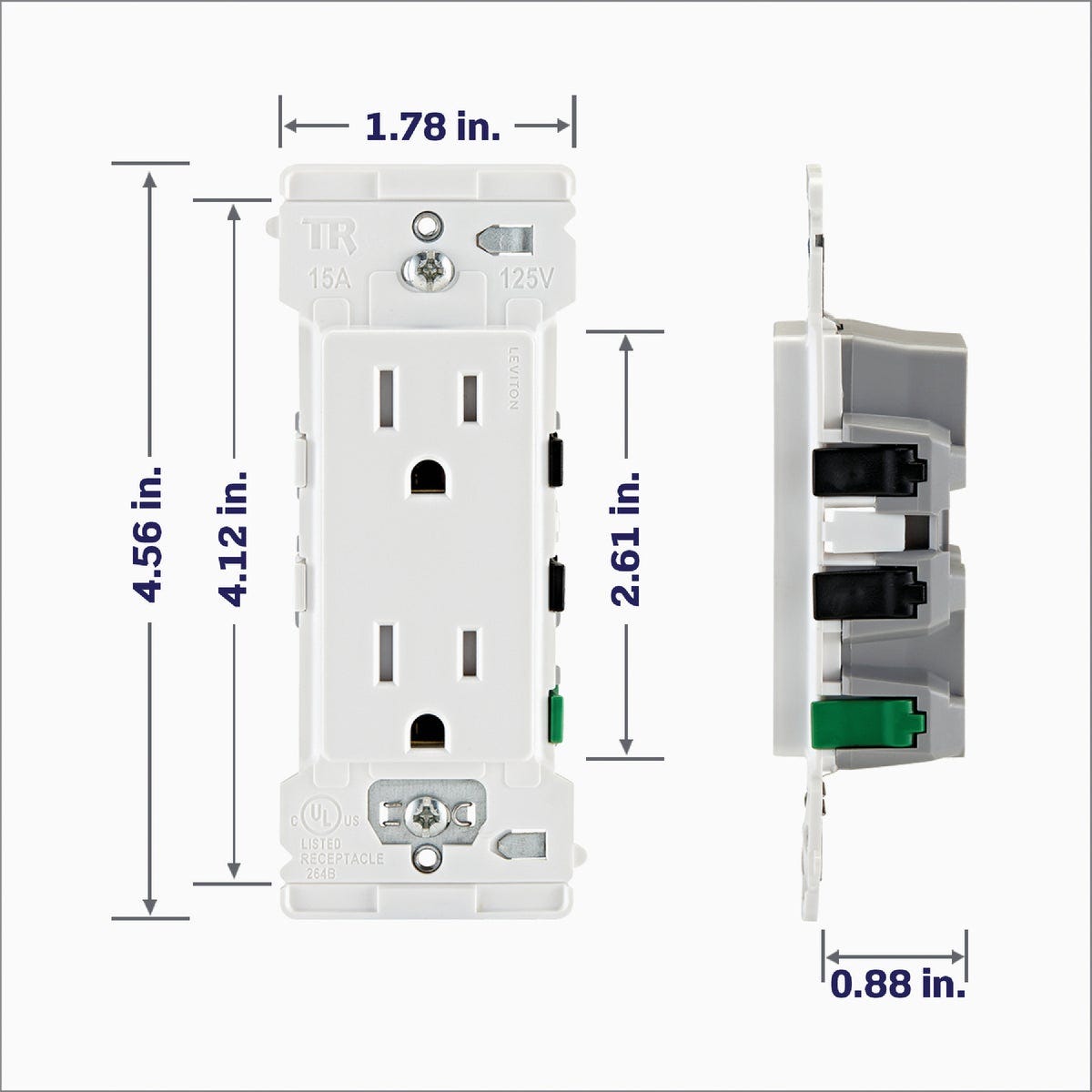 Leviton Decora Edge 15A White Residential Grade 5-15R Duplex Outlet (10-Pack) - photo 5