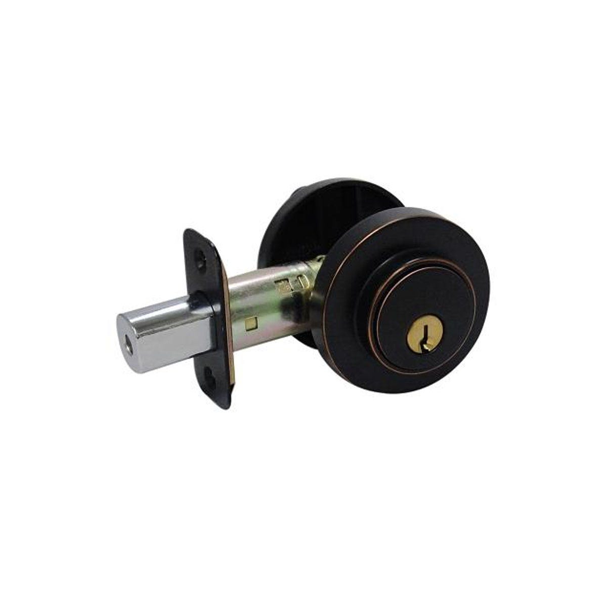 TruGuard Aged Bronze Contemporary Round Deadbolt TruGuard Aged Bronze Contemporary Round Deadbolt