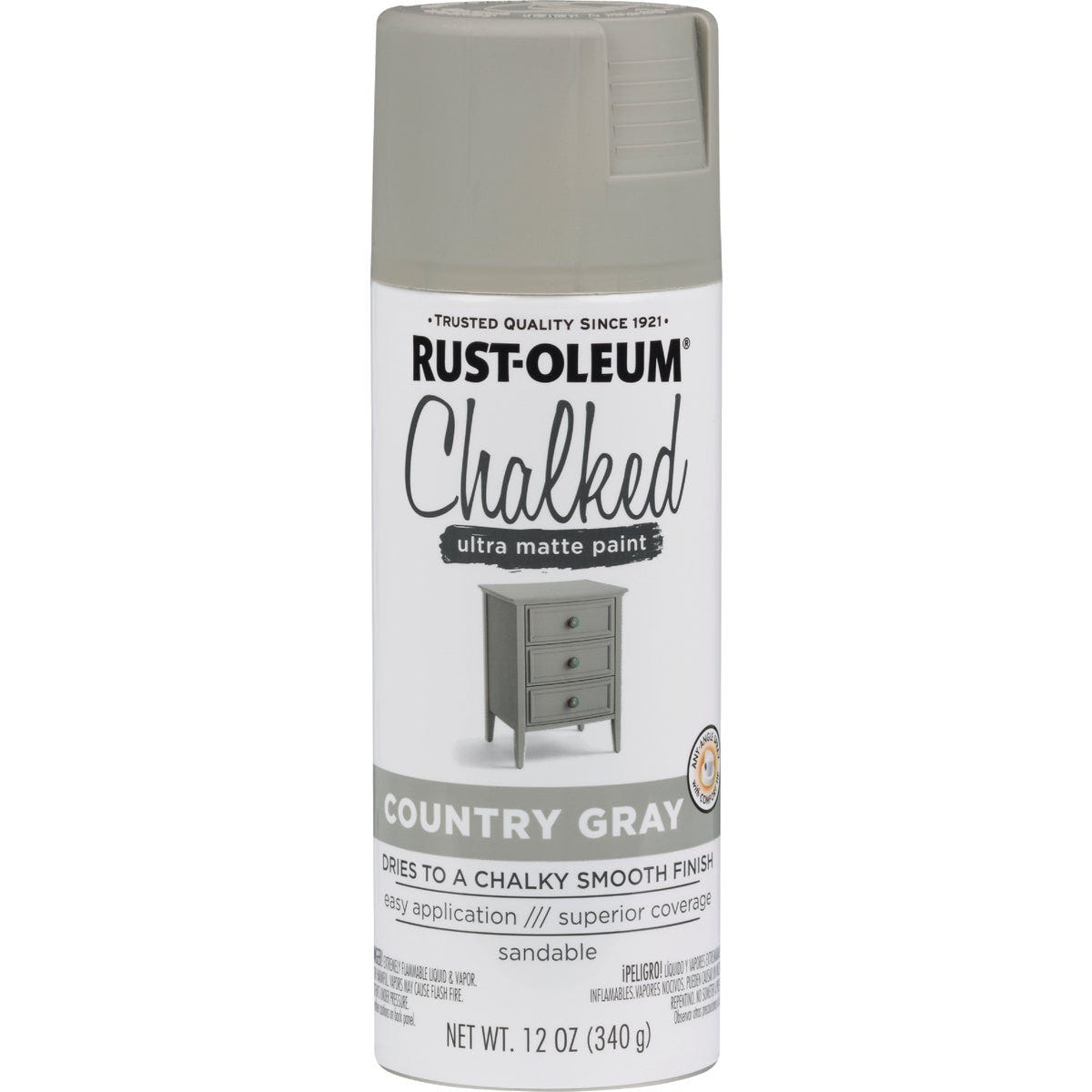 Rust-Oleum Chalked 12 Oz. Ultra Matte Spray Paint, Country Gray - photo 2