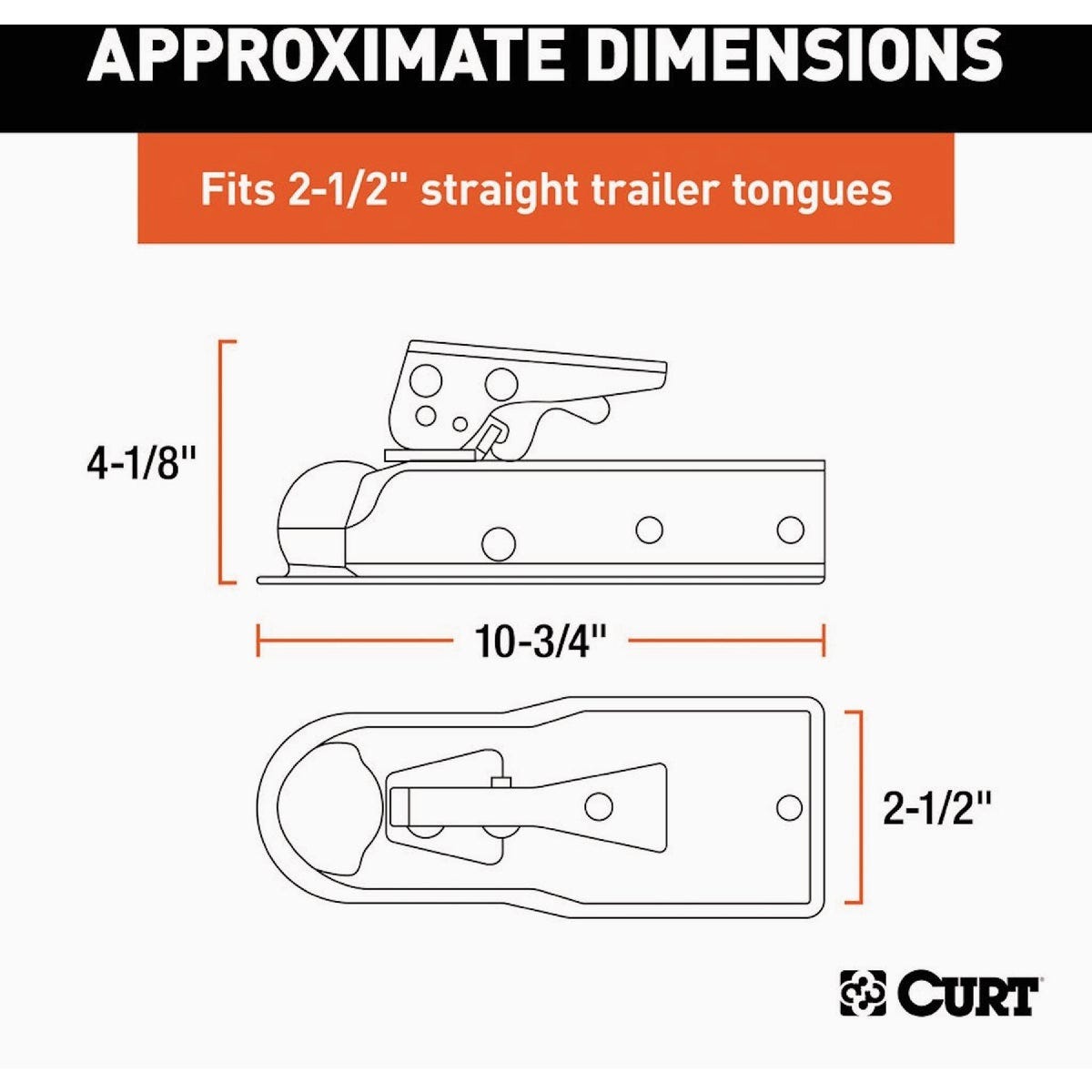 Curt 2 In. Straight-Tongue Coupler with Posi-Lock, 2-1/2 In. Channel, 3,500 Lb. Strength - photo 2 Curt 2 In. Straight-Tongue Coupler with Posi-Lock, 2-1/2 In. Channel, 3,500 Lb. Strength - photo 2