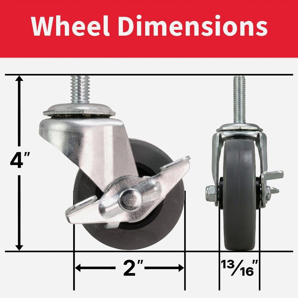 Colson 2 In. Gray TPR Swivel Threaded Stem Caster with Locking Brake - photo 7